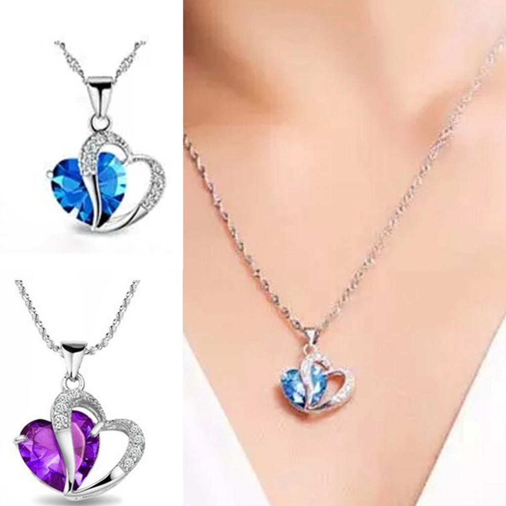 Crystal Love Heart Shaped Pendant Necklace Only 266 Shipped