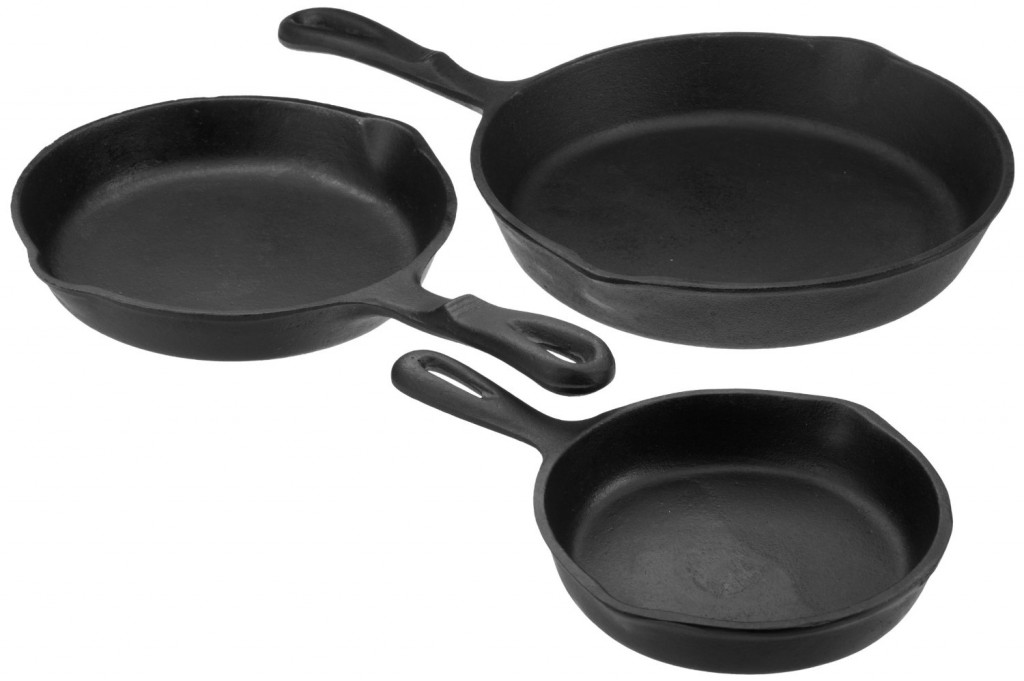 skillet iron cast housewares universal set seasoned piece pre off