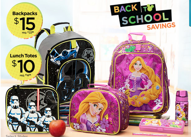 Disney Store Backpacks & Lunch Box sale!